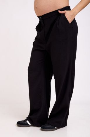 מכנסי הריון שחורים מבד קליל של אבישג ארבל