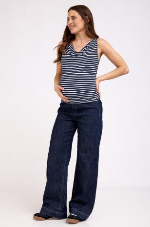 גופיית הריון רבידה פס כחול לבן של אבישג ארבל