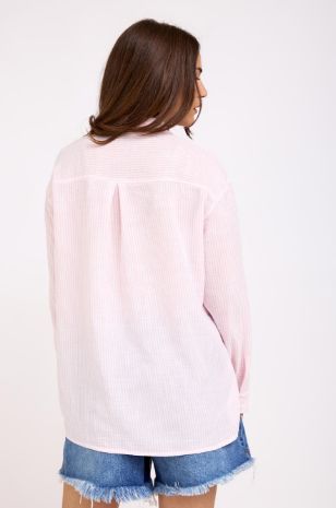 חולצת הריון אלמה שמנת פס ורוד של אבישג ארבל