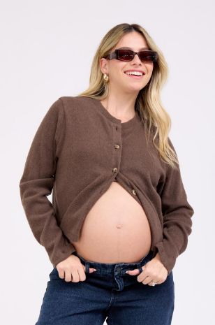 קרדיגן הריון סריג כפתורים חום