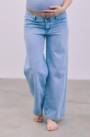 ג'ינס הריון נמוך בלי גומי תכלת בהיר