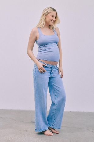 ג'ינס הריון נמוך בלי גומי תכלת בהיר