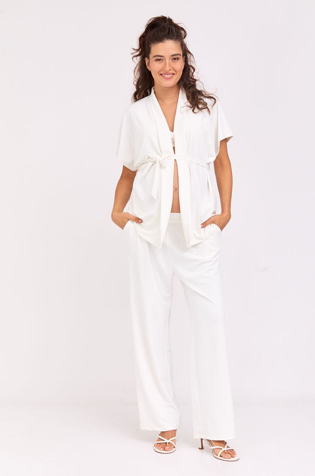 חליפת הריון עם מכנסיים שמנת