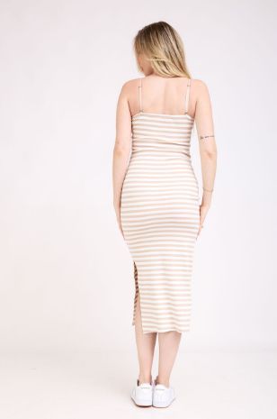 שמלת הריון מבד ריב וכתפיות ספגטי של אבישג ערבל