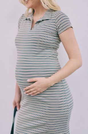 שמלת הריון מיקה שמנת פס שחור של אבישג ארבל
