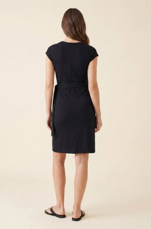 שמלת הריון מיני שחורה עם קשירה 