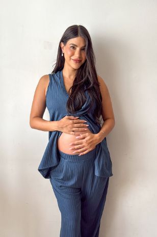 טופ הריון V הנקה שחור