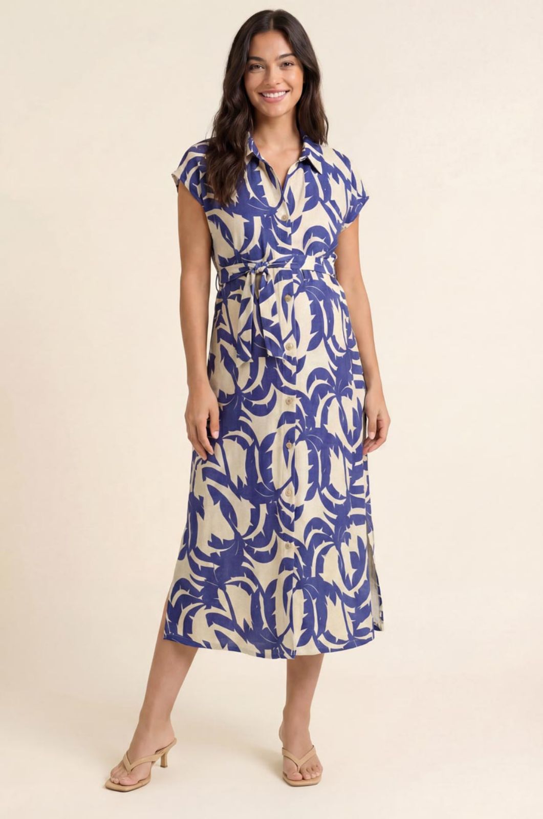 שמלת הריון שמנת כחול אבישג ארבל