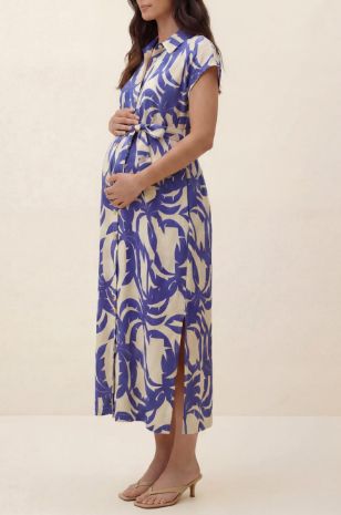 שמלת הריון שמנת כחול אבישג ארבל