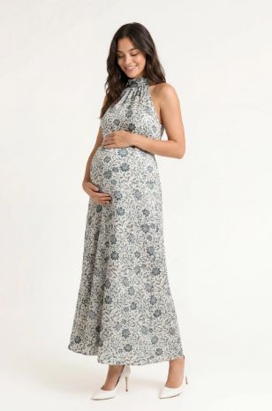 שמלת הריון קרולינה שמנת פרחוני 