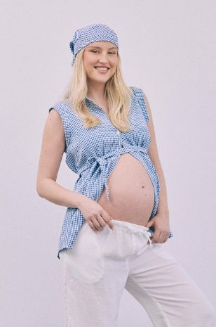 חולצת הריון גברית שרוול קצר פפיטה כחול