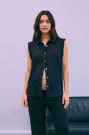 חולצת הריון גברית שרוול קצר שחורה