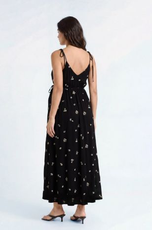 שמלת הריון דבי שחור רקום של אבישג ארבל