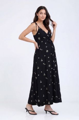 שמלת הריון דבי שחור רקום של אבישג ארבל